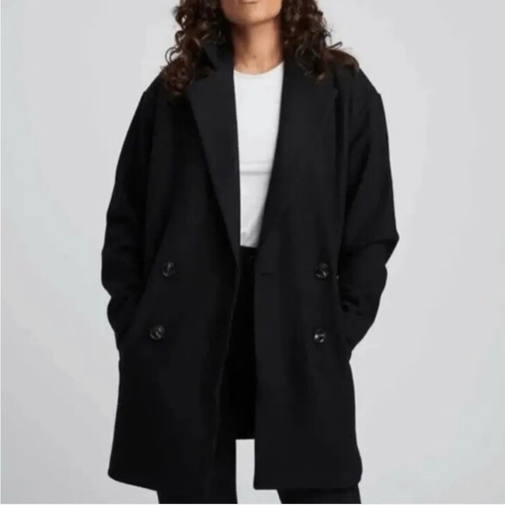 Universal Standard Black Double-Breasted long Coat
